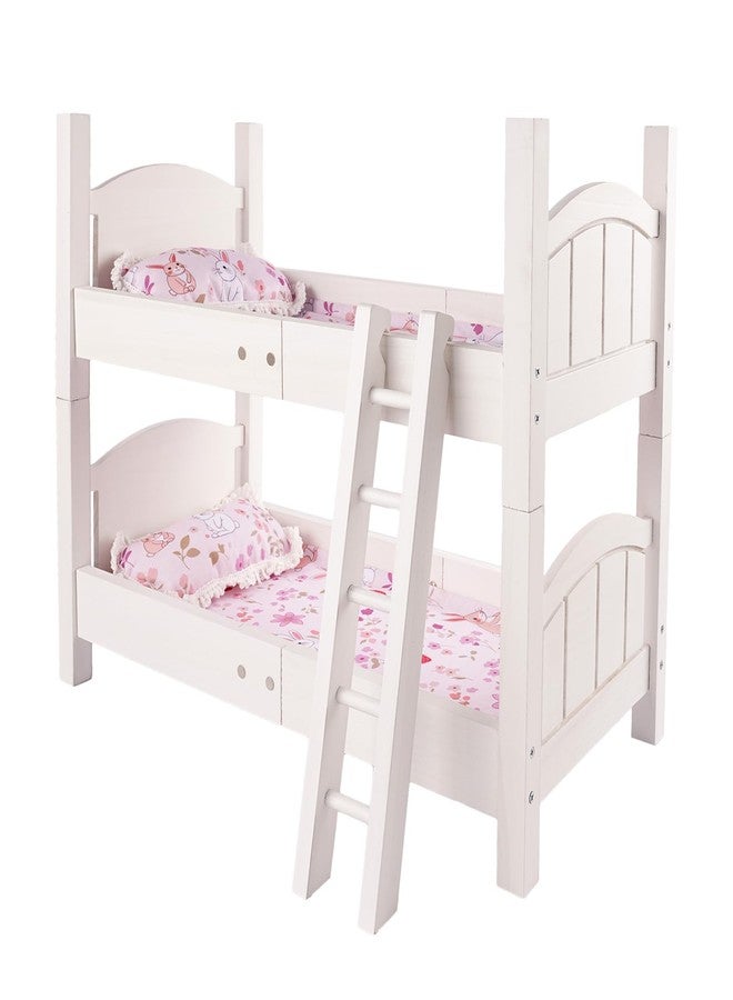 BABESIDE Reborn Baby Dolls Crib with Bedding, Wooden Babys Doll Bunk Bed for 17-20 Inch Dolls, Reborn Baby Doll Bunk Bed with Ladder Removable, Doll Bed for Gift, White - Image 1